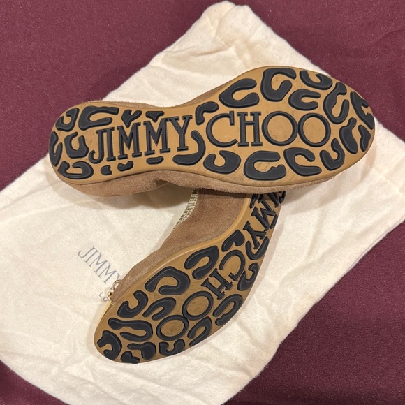 Jimmy Choo Gold and Tan Flats with Dust Bag- Like New Size 38.5 - Picture 8 of 10